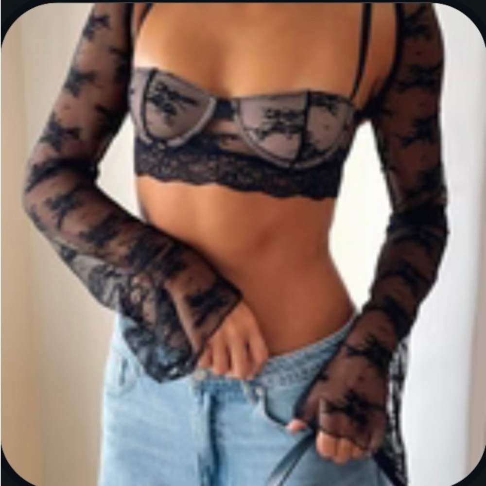 WHITE FOX Elegant Black Lace Bralette Top